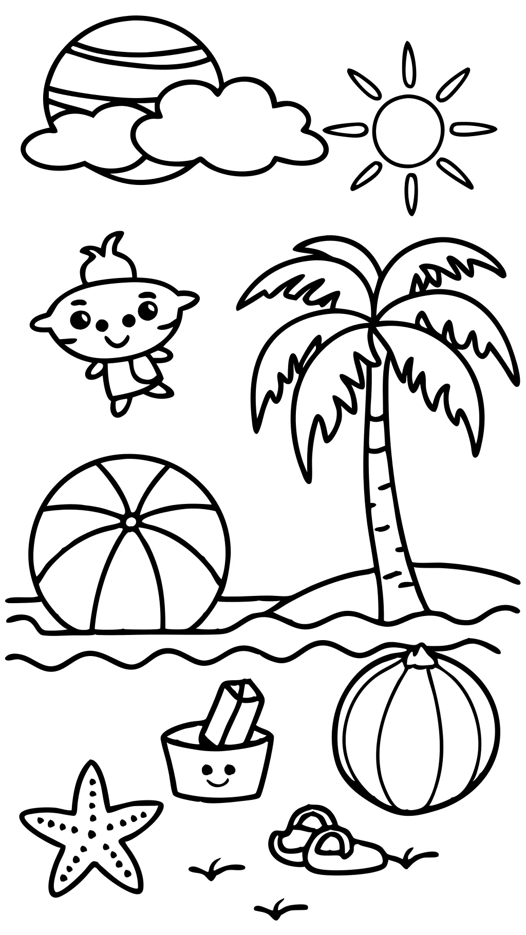 easy beach coloring pages